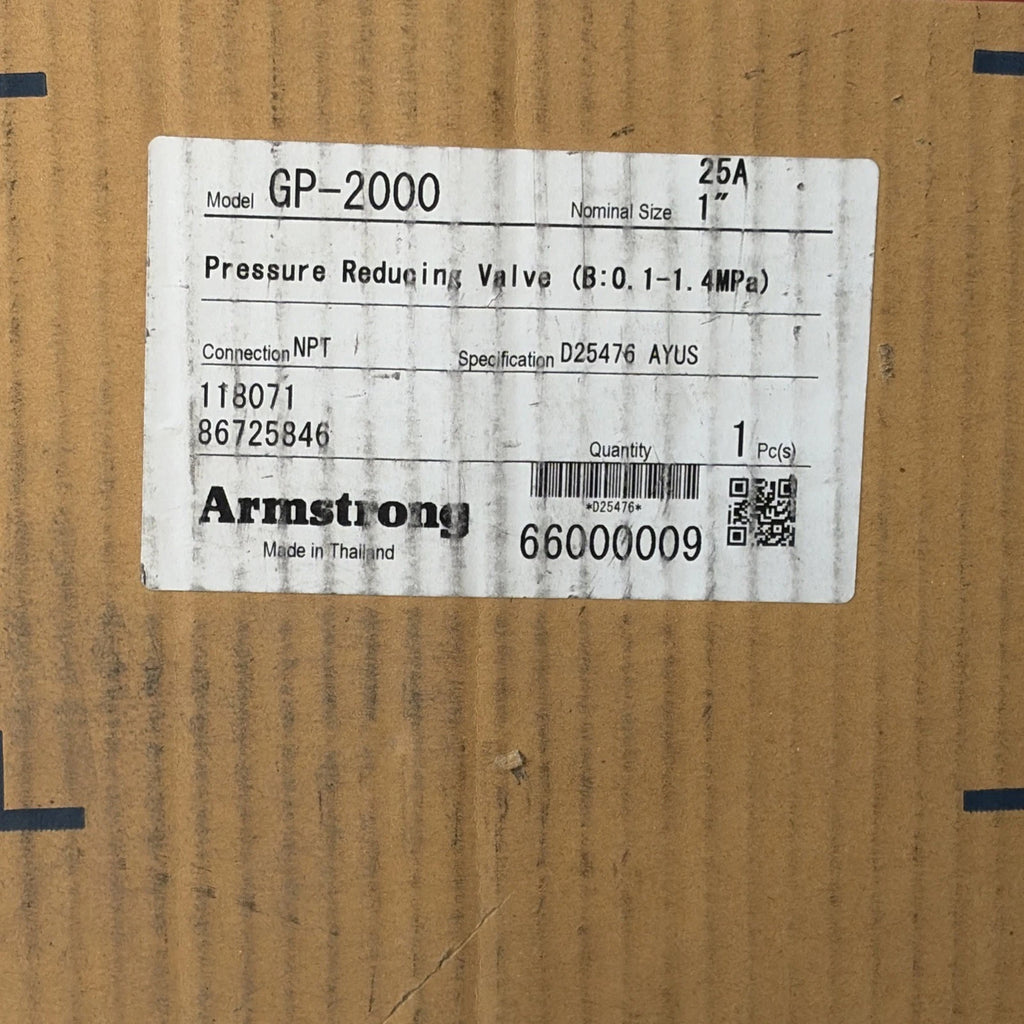 Armstrong GP-2000 1" Pressure Reducing Valve 15-200 PSI (D25476)
